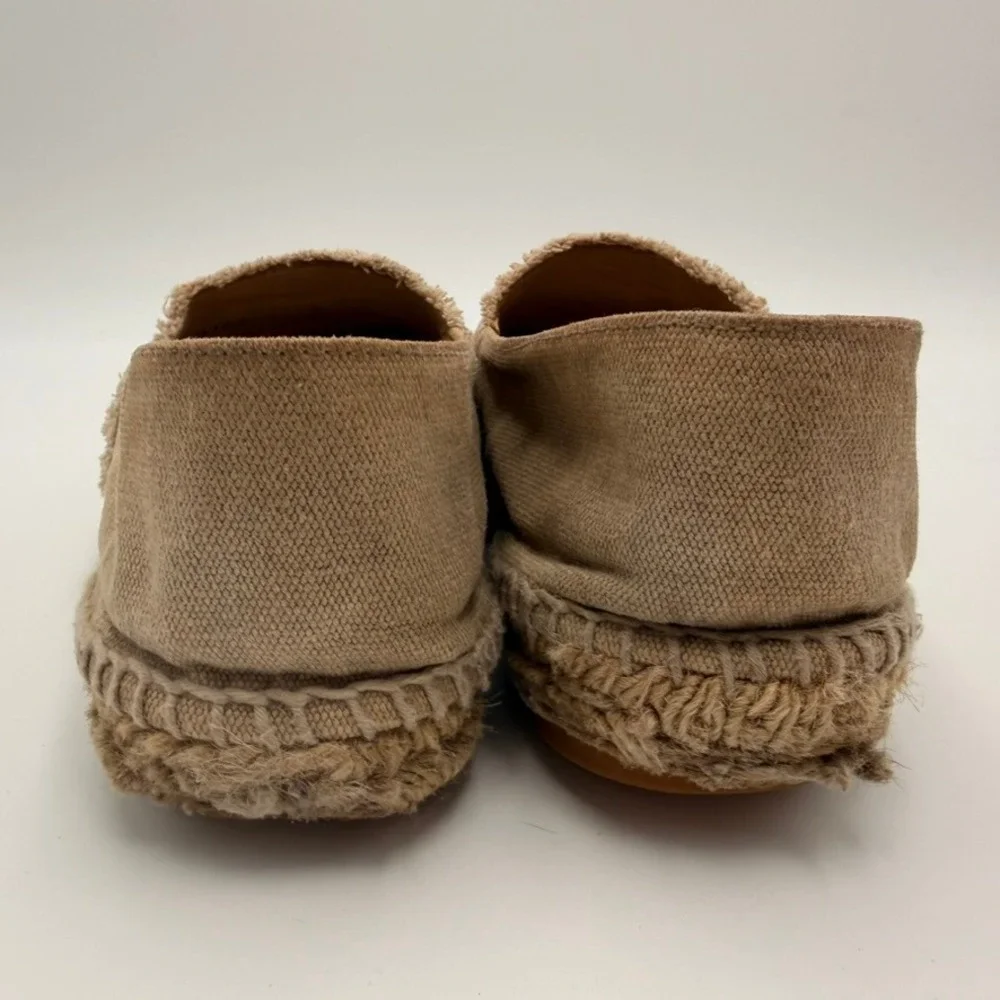Chanel Espadrilles Women Size 39‎ Tan Black Fair Frayed CC Logo G29762